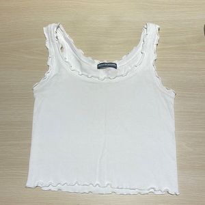 White ruffle brandy tank